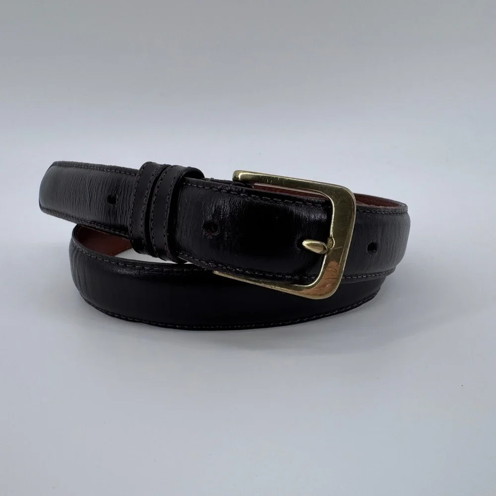 Coach Belt Men 30 Mocha Brown Burnished Cowhide Leather Solid Brass 5700 Vintage